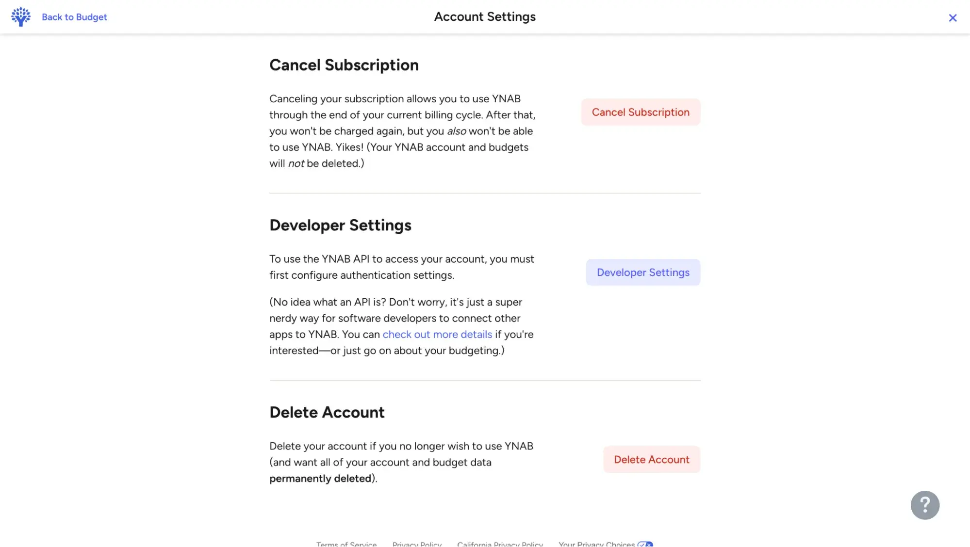 ux design examples: you need a budget (ynab) “cancel subscription” button