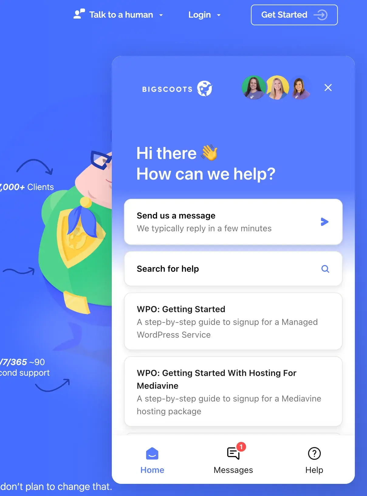 ux design examples: bigscoots’ live chat