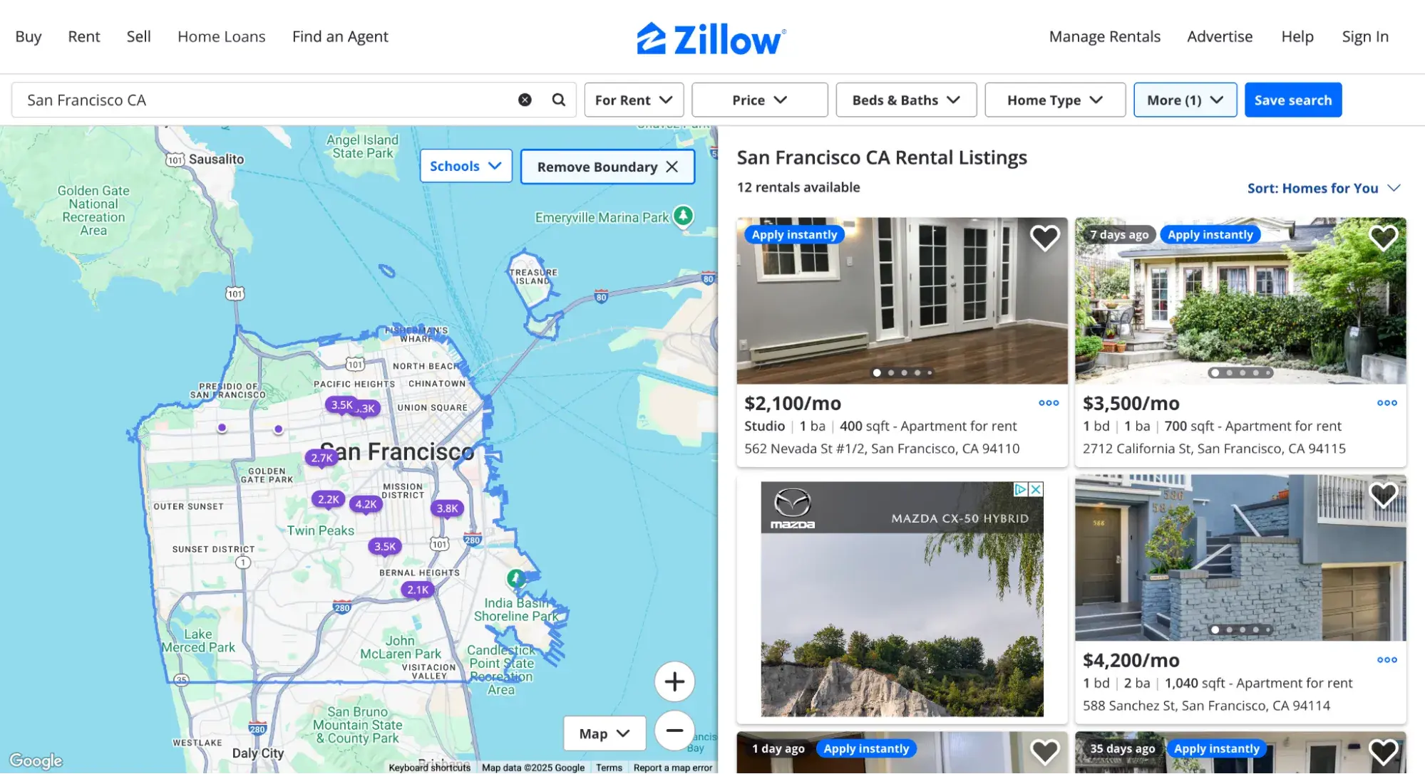 ux design examples: zillow results