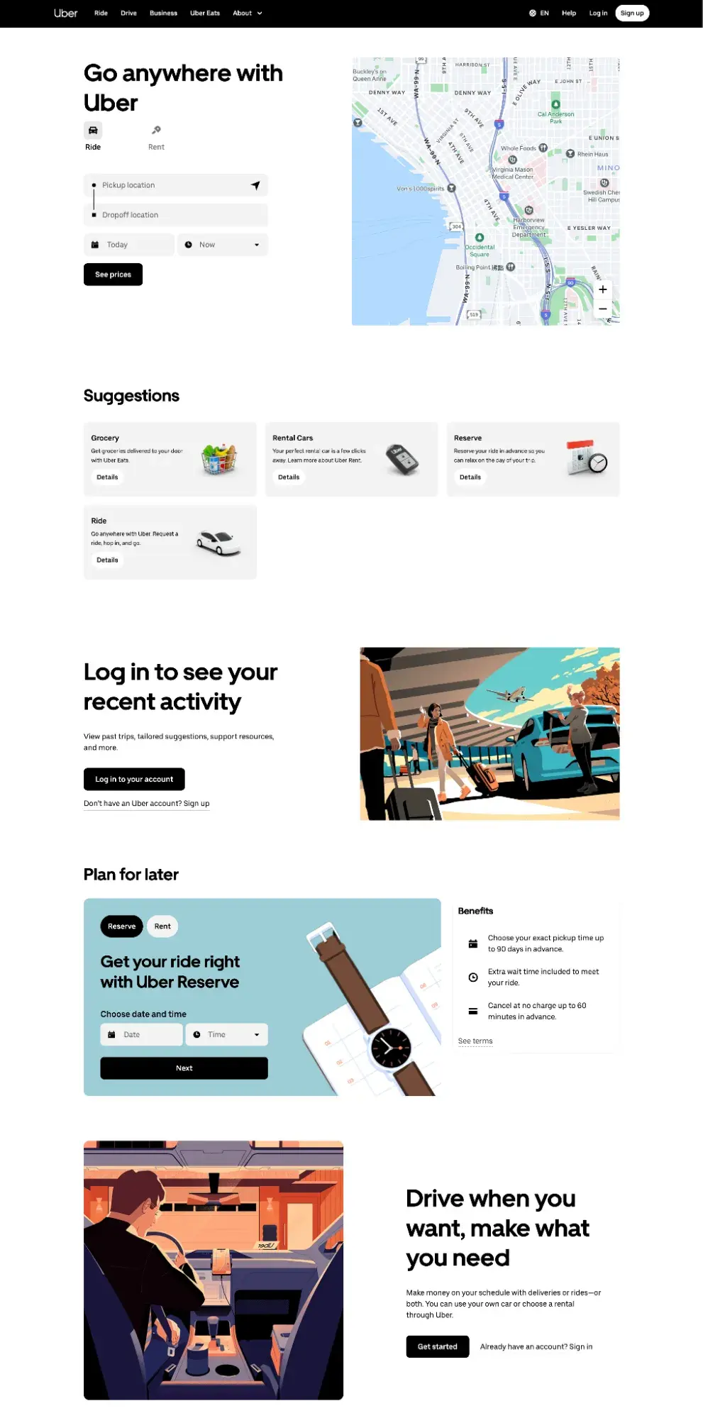 ubers website based on its user personas