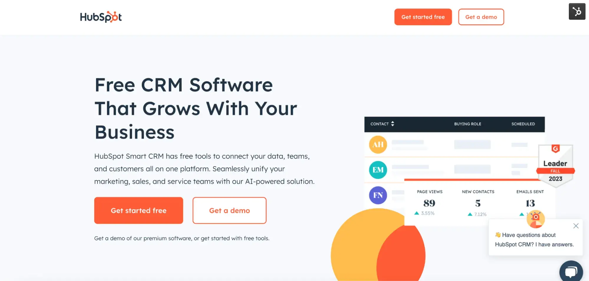 Screencap from ̽ѡs website. Free CRM Software That Grows With Your Business. ̽ѡ Smart CRM has free tools to connect your data, teams, and customers all on one platform. Seamlessly unify your marketing, sales, and service teams with our AI-powered solution. 