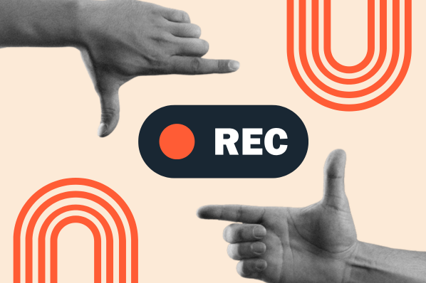 two hands framing a record button