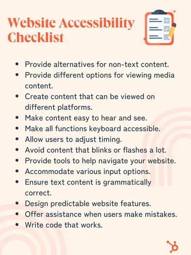 website accessibility checklist
