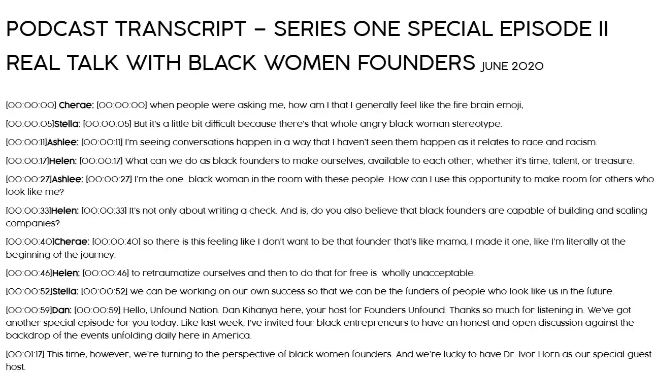 web accessibility guidelines: example of a podcast transcript