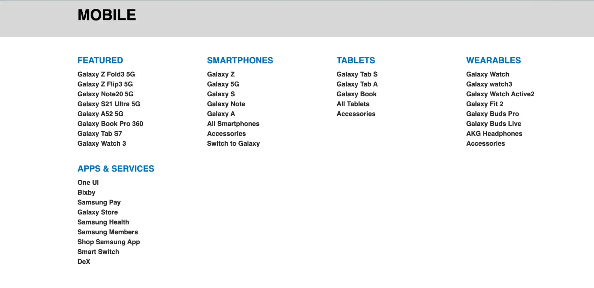 web accessibility guidelines: search facility example from samsung