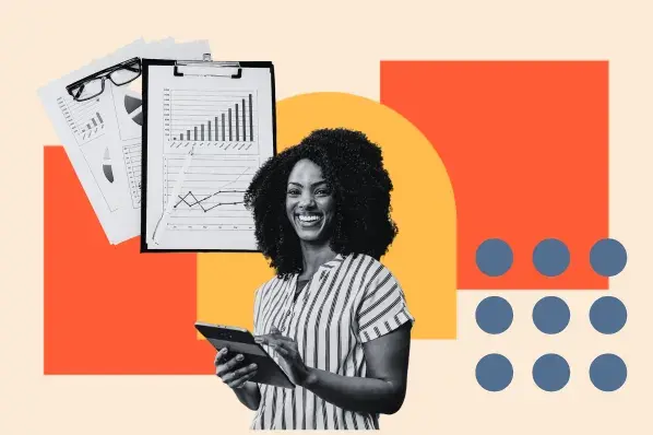 woman explores web analytics for her website