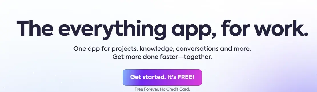 clickup homepage banner, simple banner example