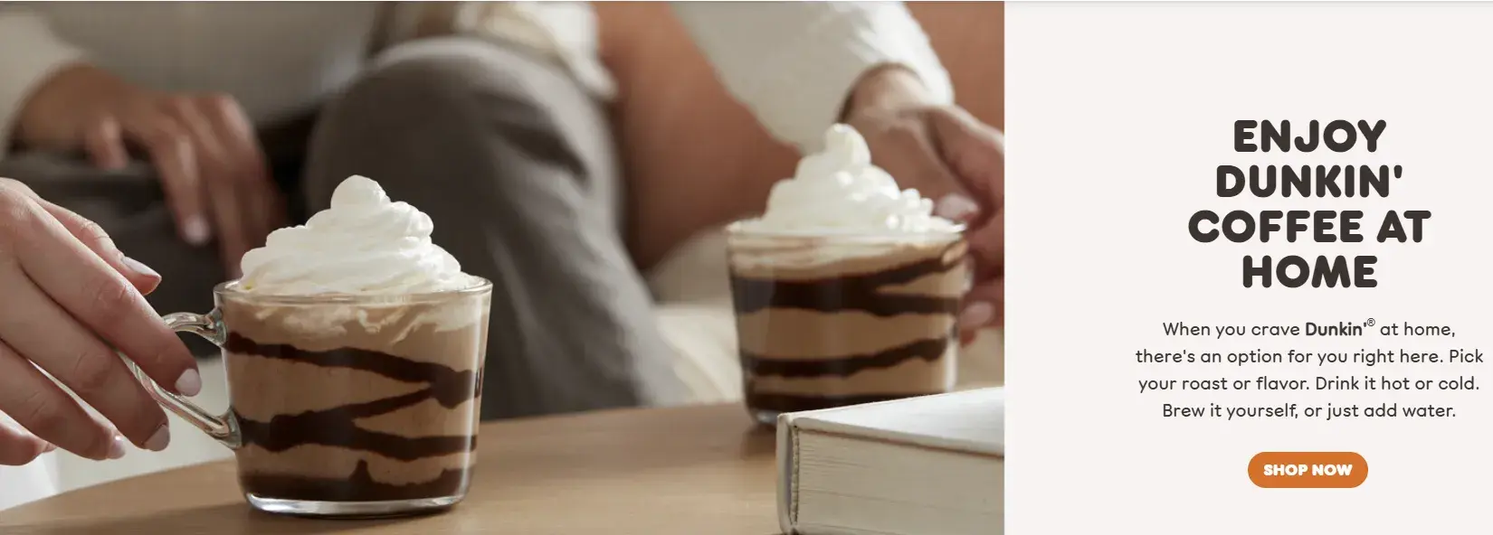 dunkin' at-home coffee banner, lifestyle banner example