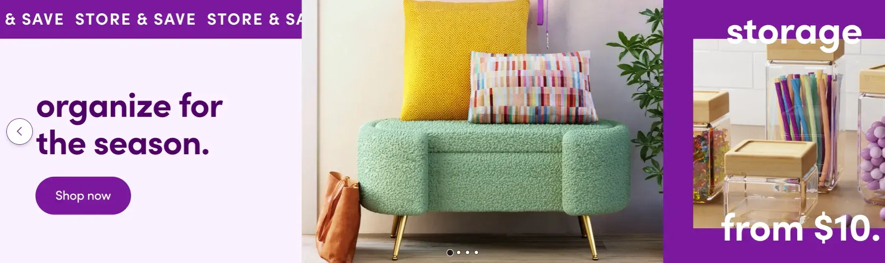 wayfair storage solutions banner, dynamic banner example