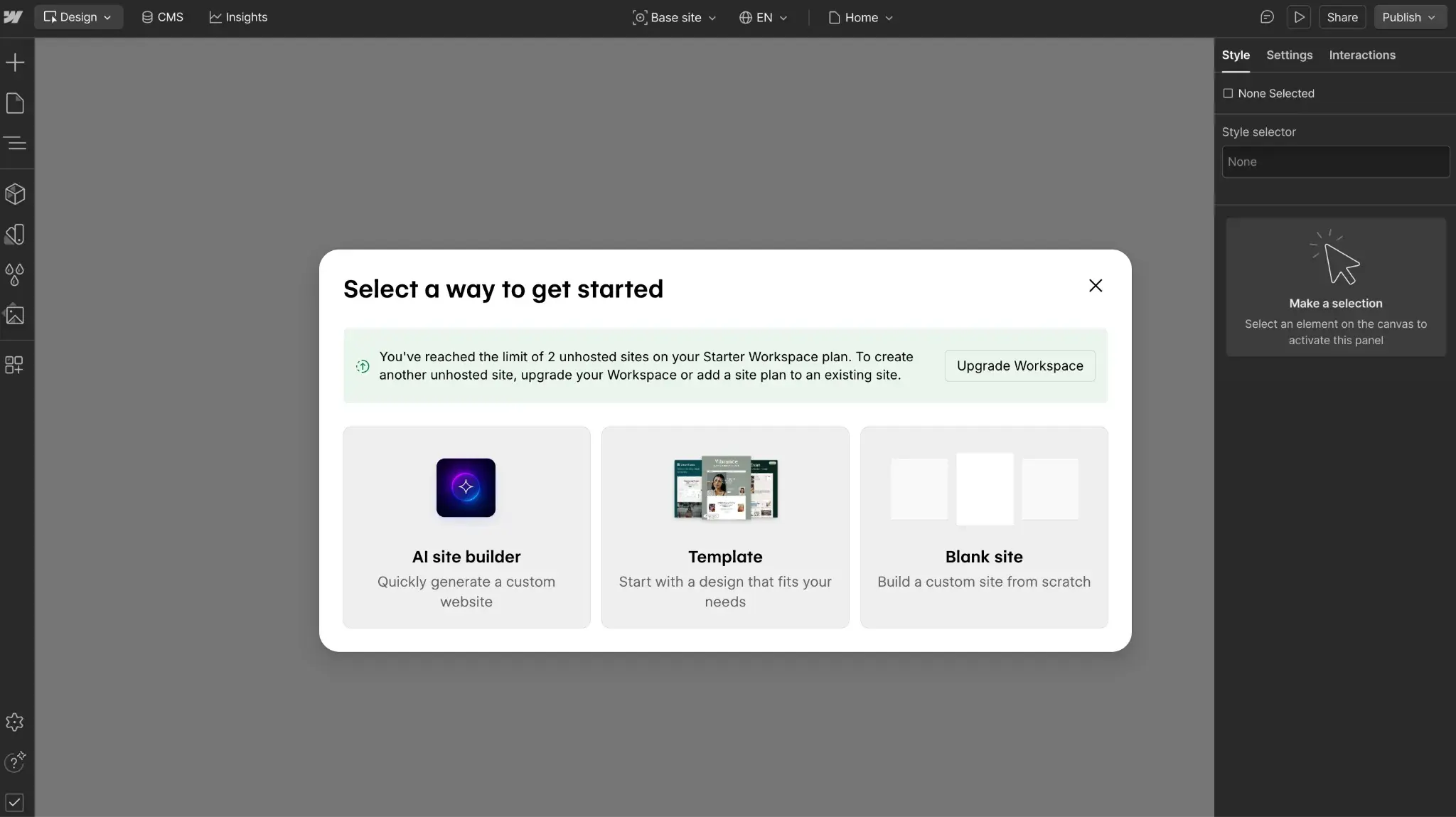 Webflow web design software 