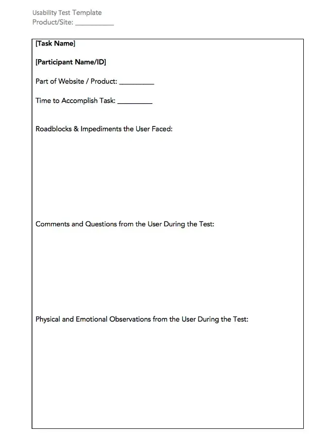 A screenshot of a research worksheet from Hubspots UX Research Kit