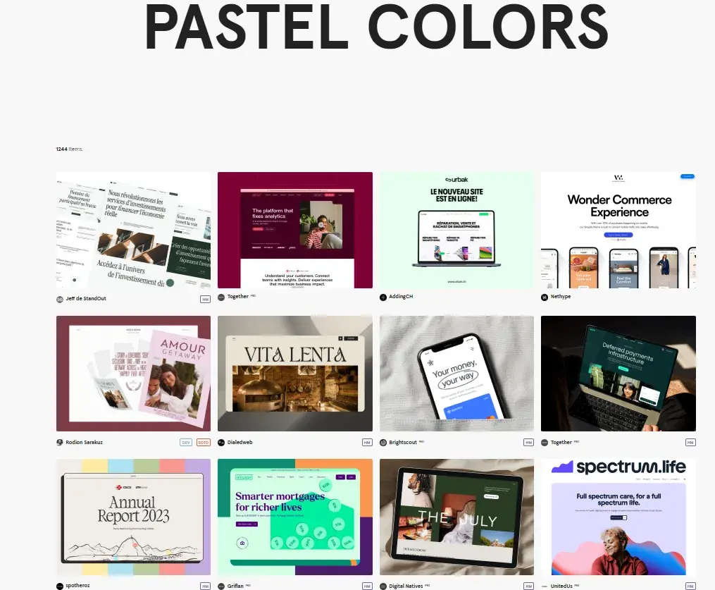 screenshot taken from awwwards website shows how web designers can enhance their web design skills by taking inspiration from collections of websites with design elements they like.