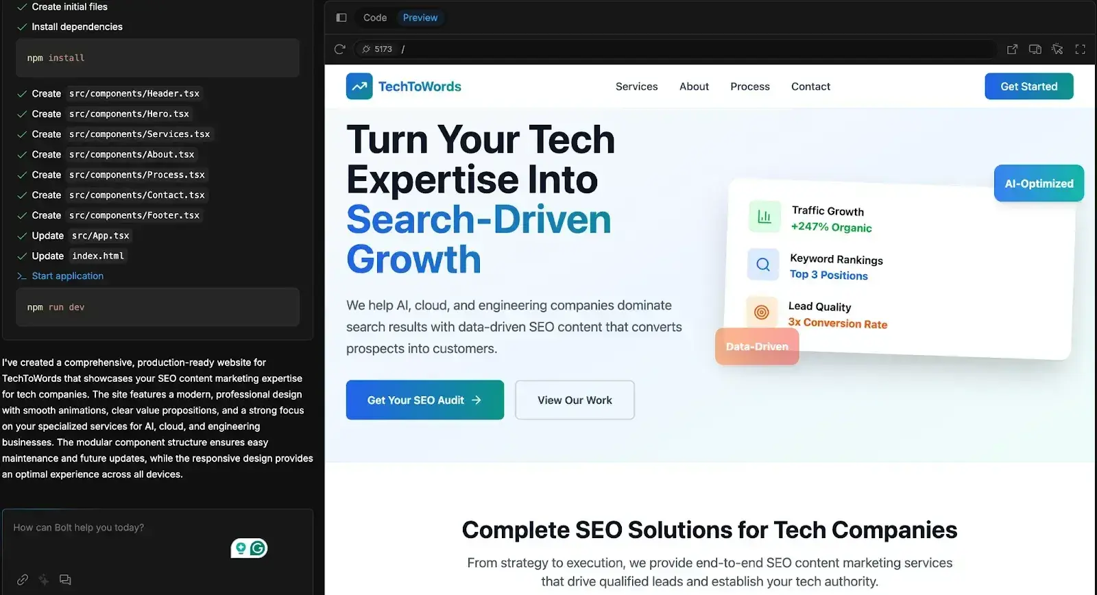 web development ai: bolt
