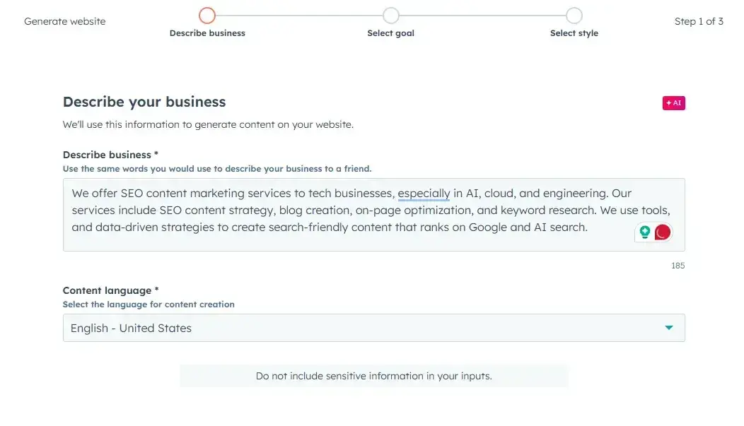 web development ai: hubspot’s ai website builder