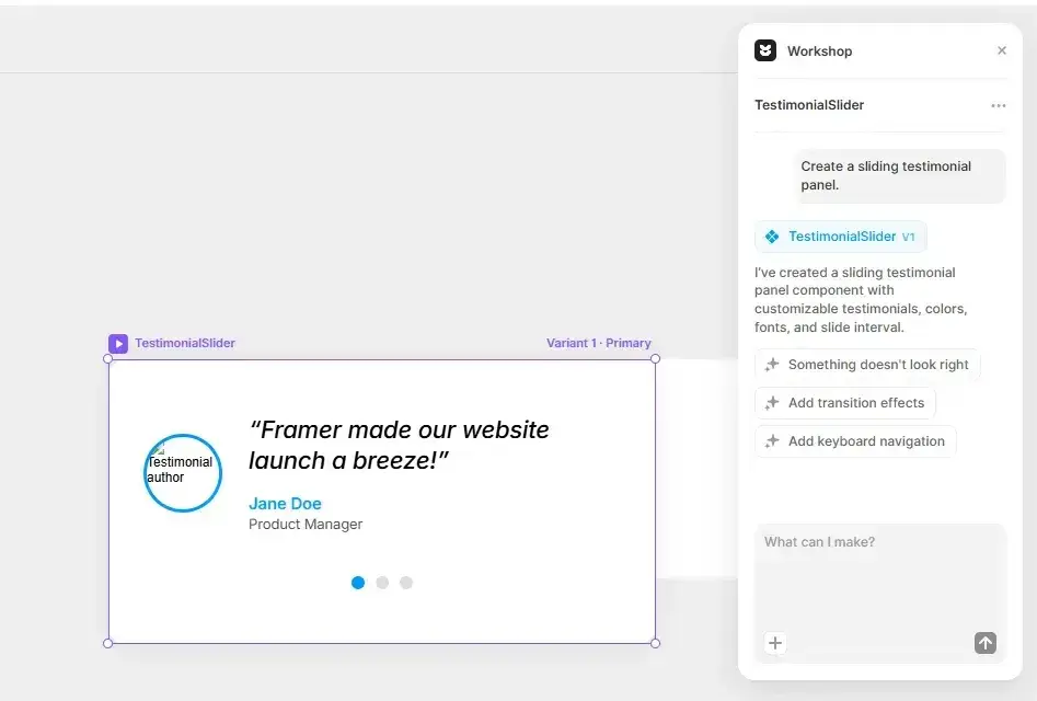 web development ai: framer’s workshop