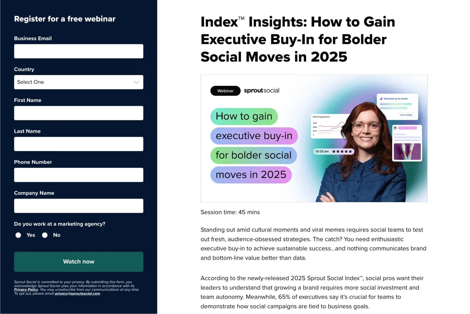 webinar landing page example, sprout social