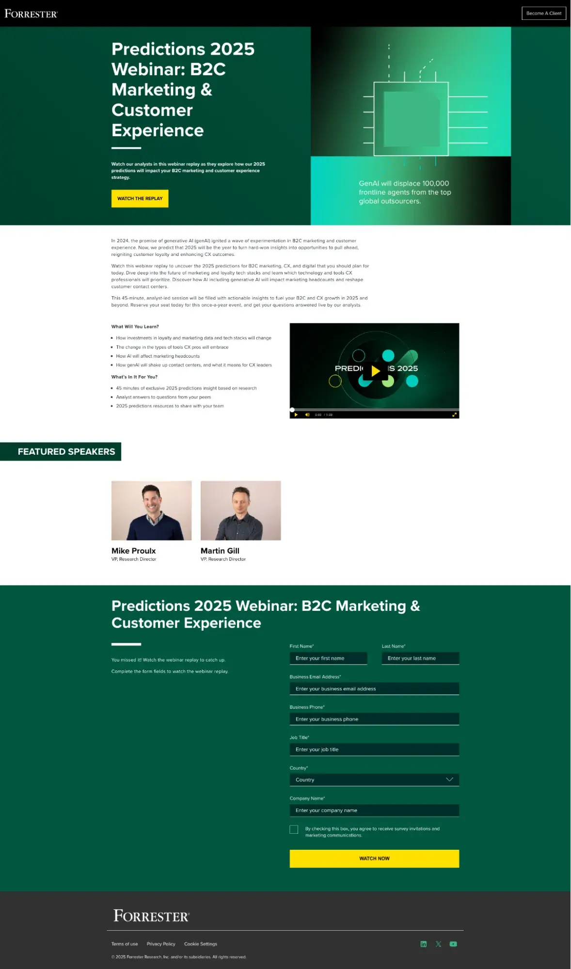 webinar landing page example, forrester