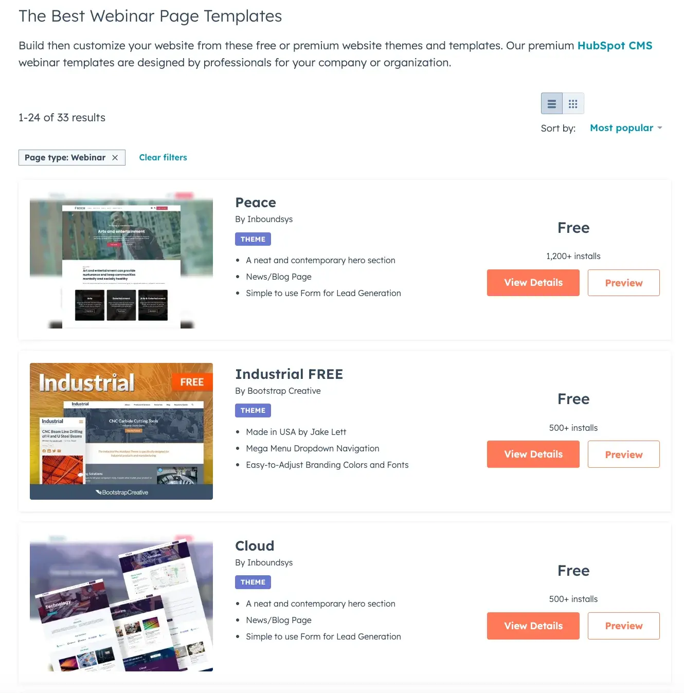 webinar landing page example, web page templates