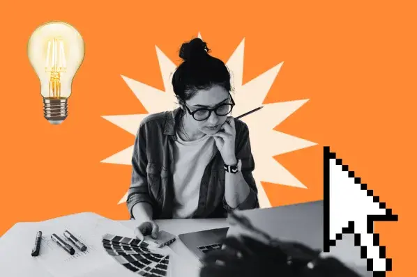 woman uses website design tips