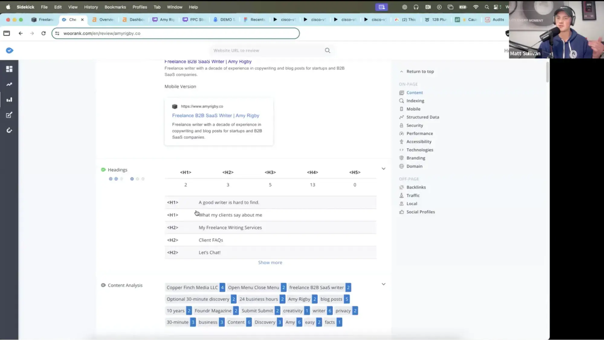 seo audit using woorank during a website design process