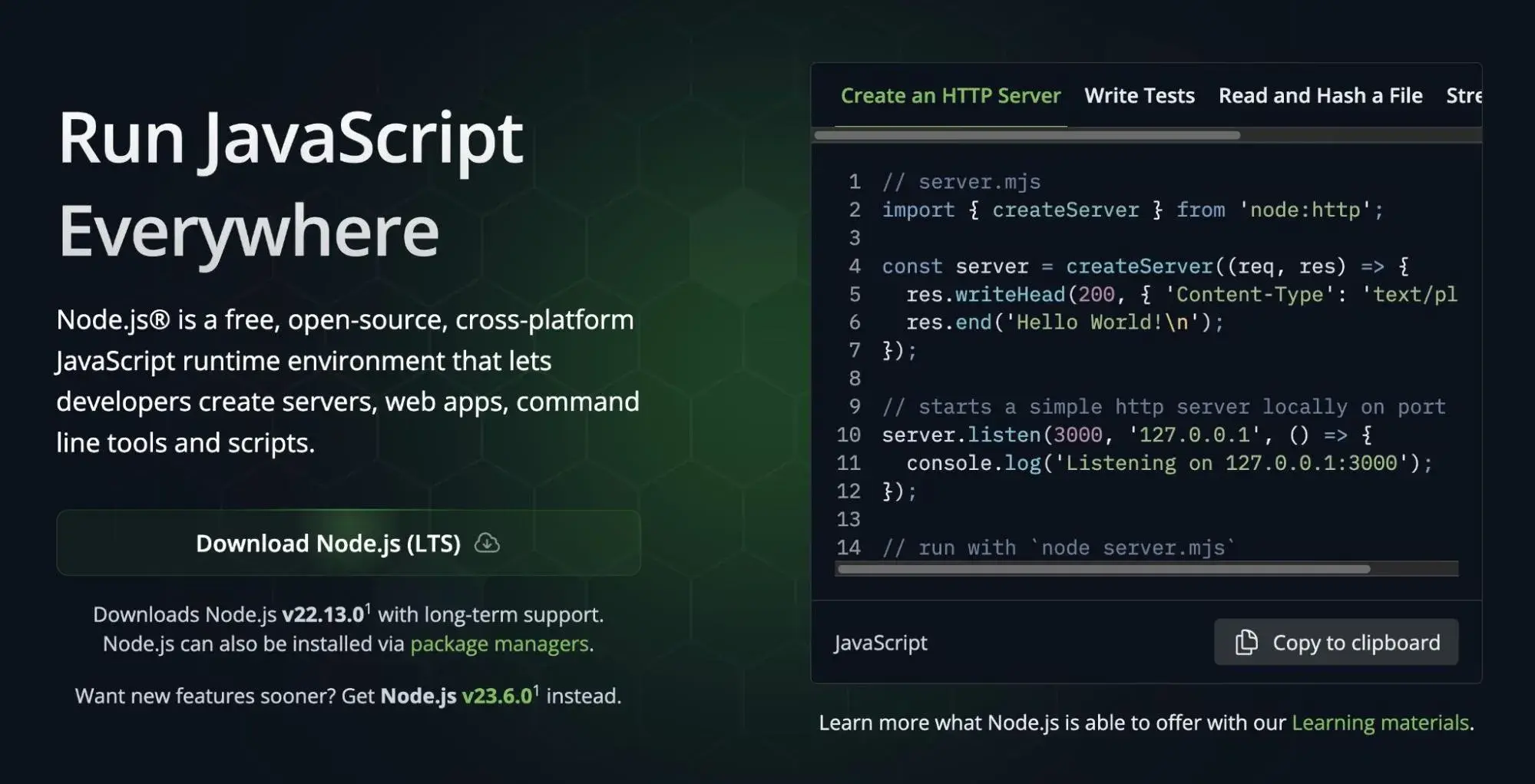 node.js lets you use javascript as a back-end development web language