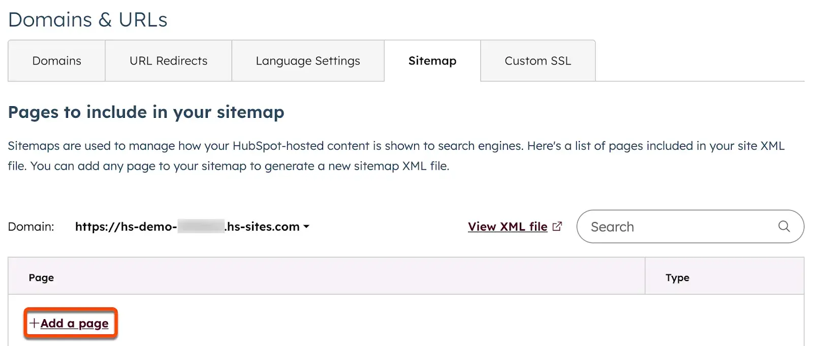 website development seo xml sitemap settings in hubspot