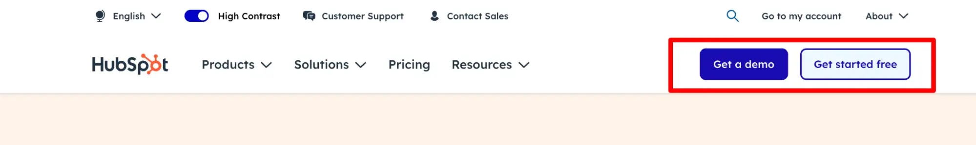 cta buttons in hubspots website navigation