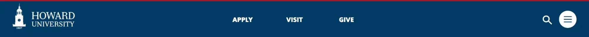 screenshot of main website navigation bar from howard university