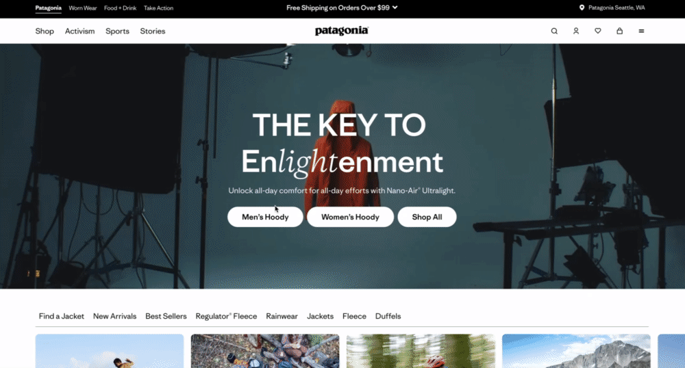 navigation bar examples from patagonia