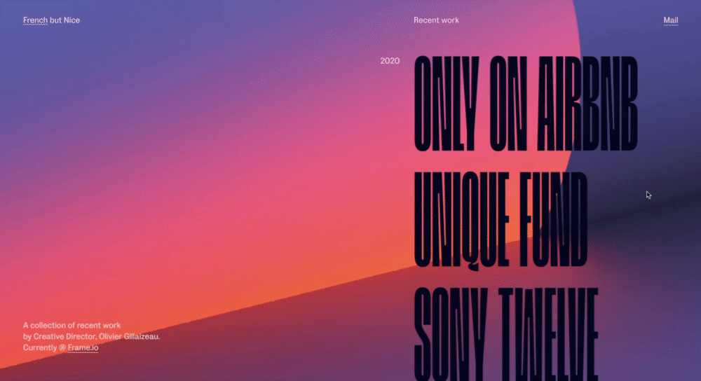 website navigation examples: olivier gillaizeau