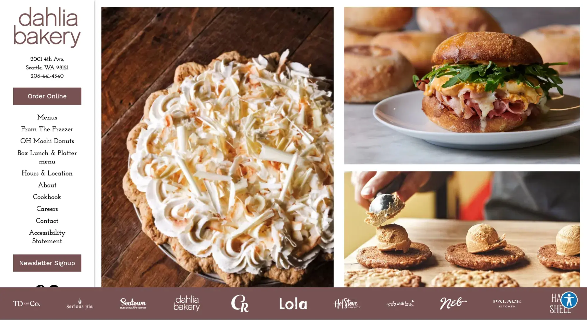 website navigation examples: dahlia bakery