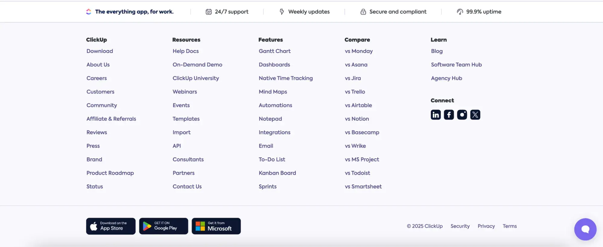 website navigation examples: clickup
