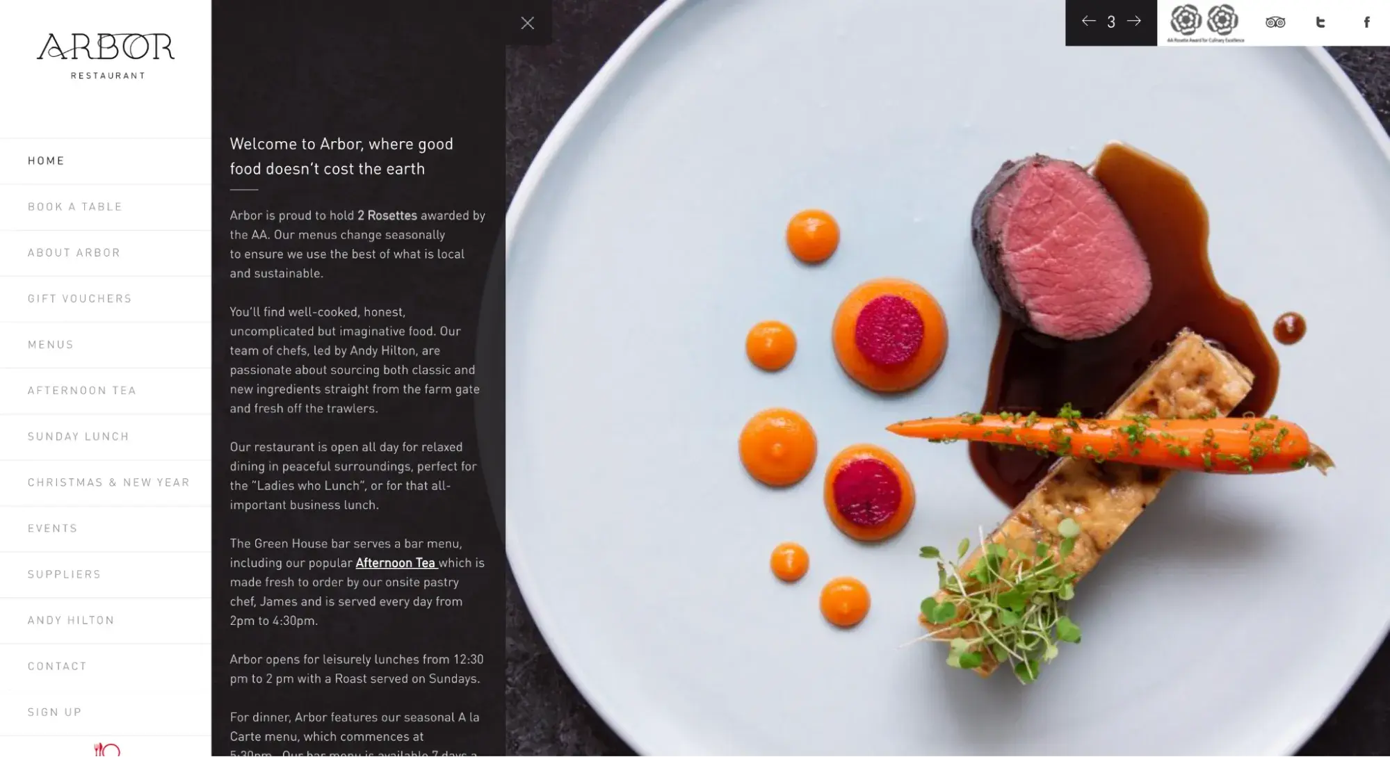 navigation menu examples: arbor restaurant