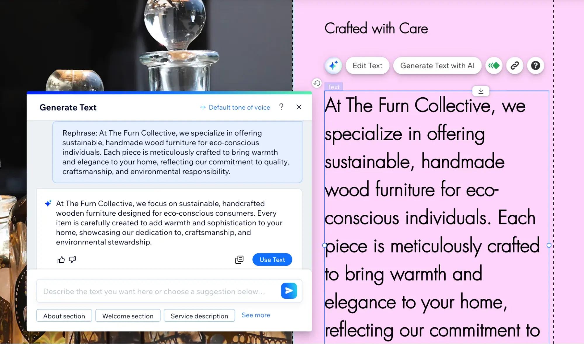 wix ai text refinement