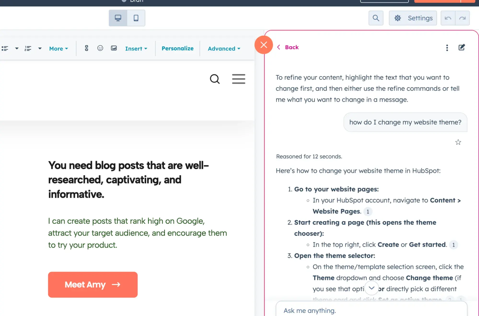 content hubspot’s ai chat assistant
