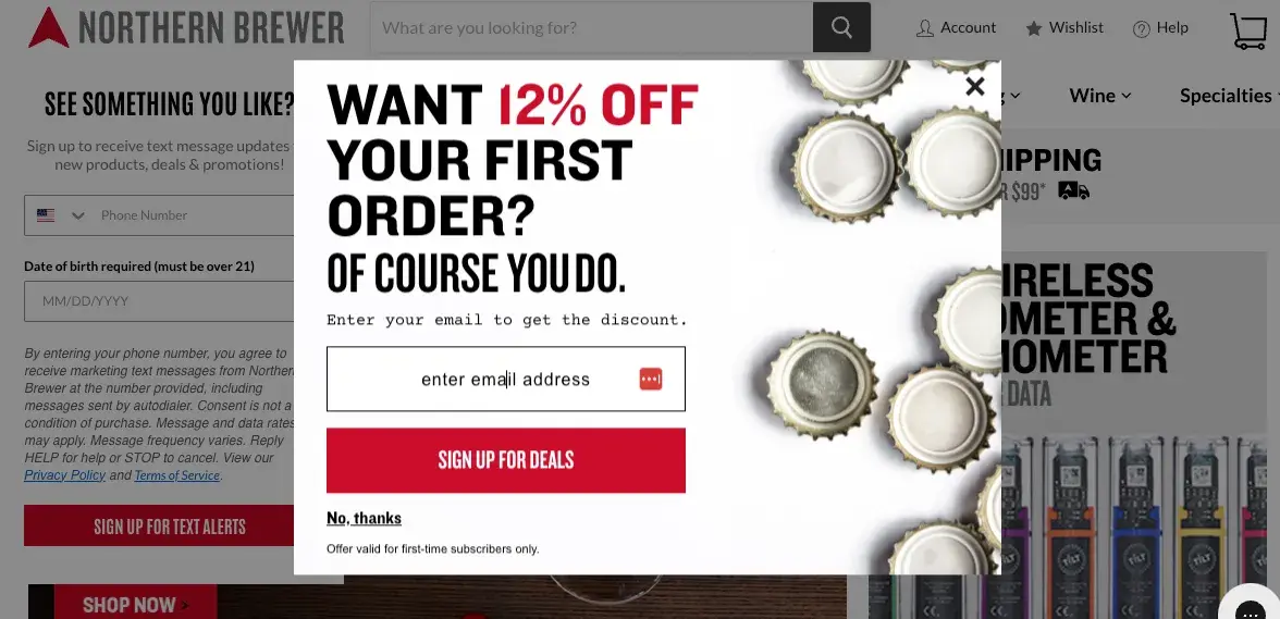 northern brewers discount web pop-up shows they know their audience.