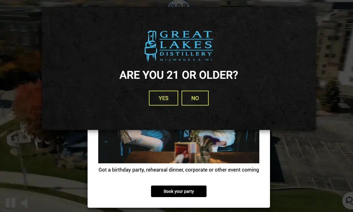 great lakes distillery web pop-up features a valuable offer.