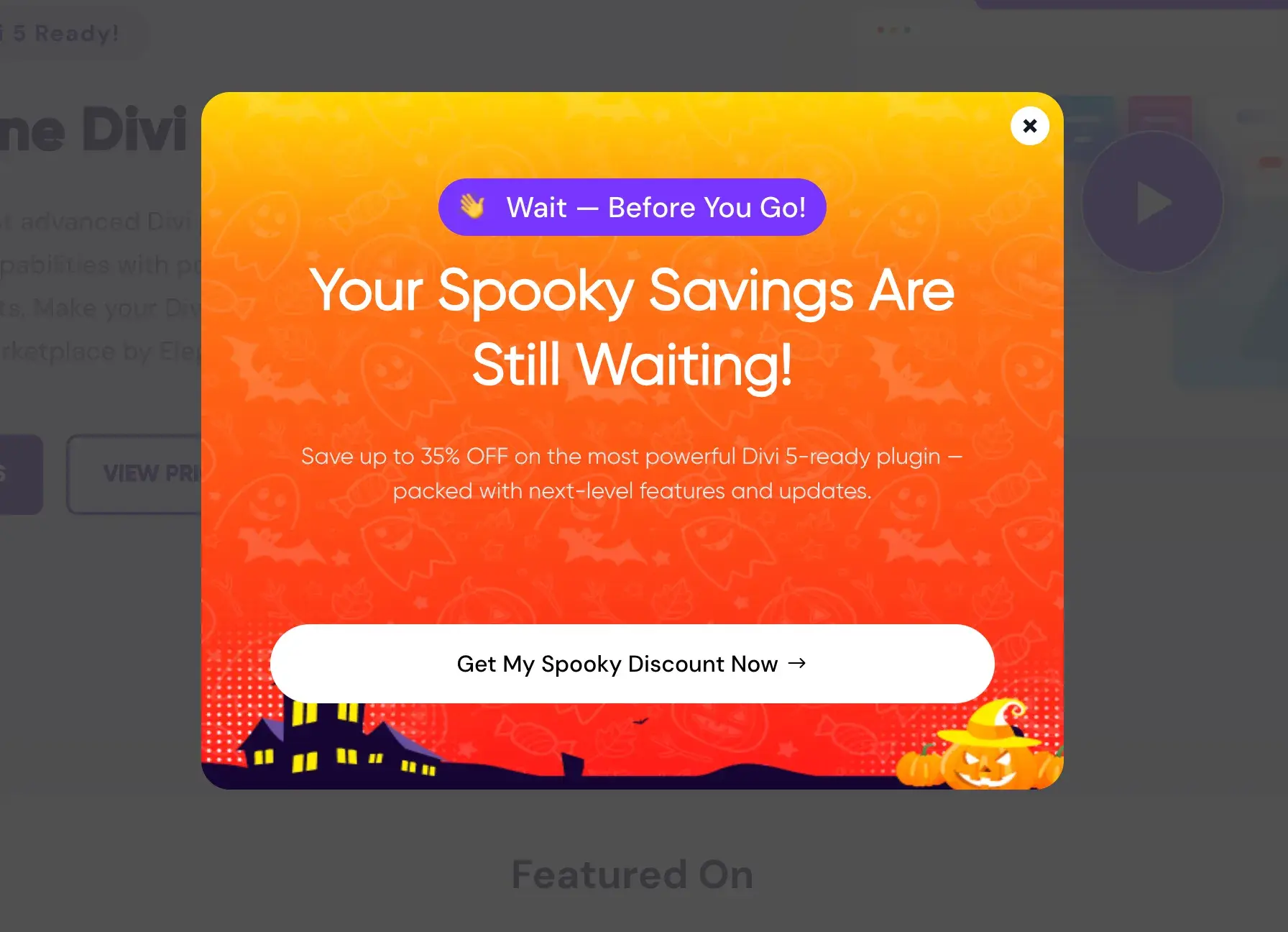 website pop-up examples: lightbox pop-up with dimmed background
