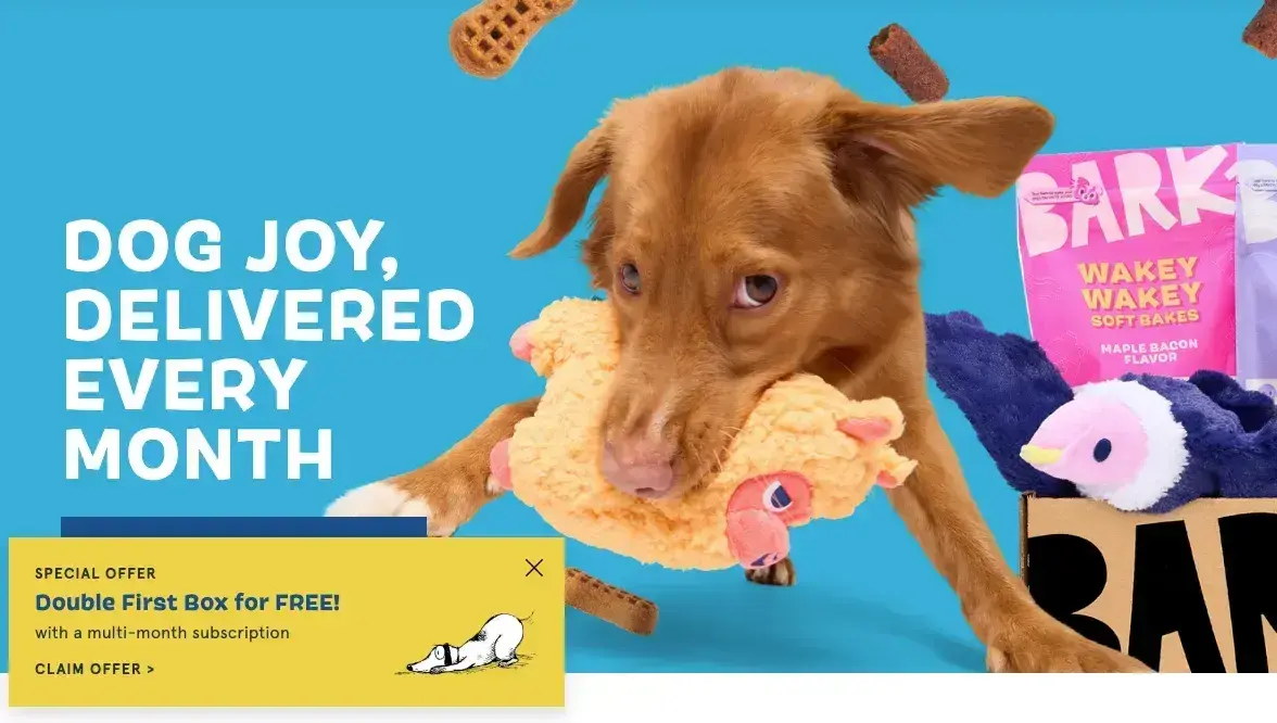 website pop-up examples: barkbox