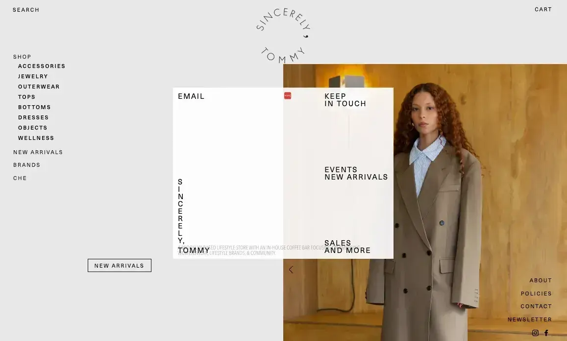 website pop-up examples: sincerely, tommy