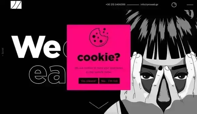 website pop-up examples: proweb