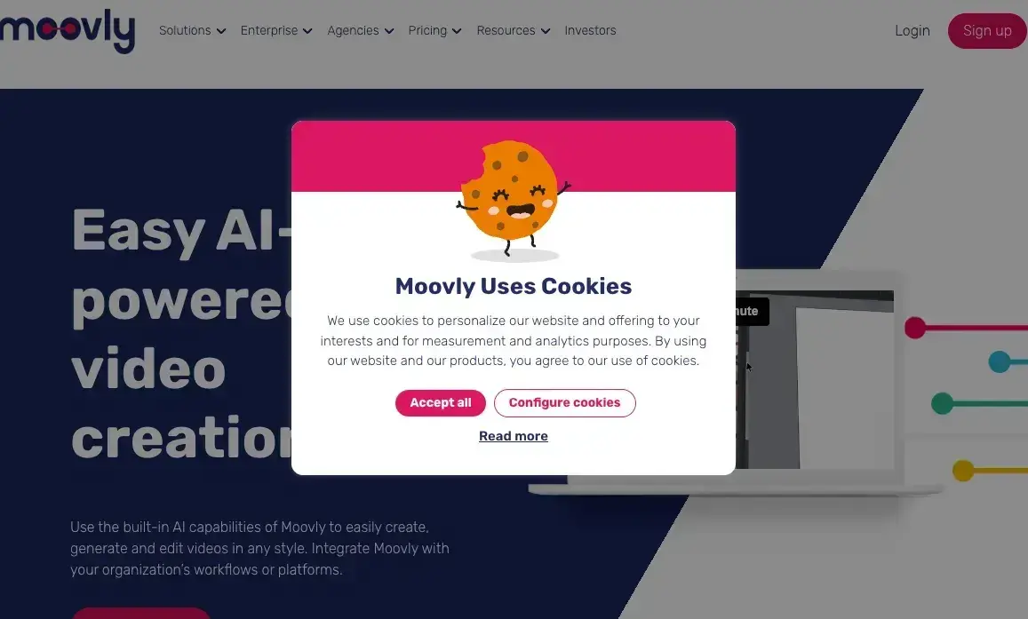website pop-up examples: moovly