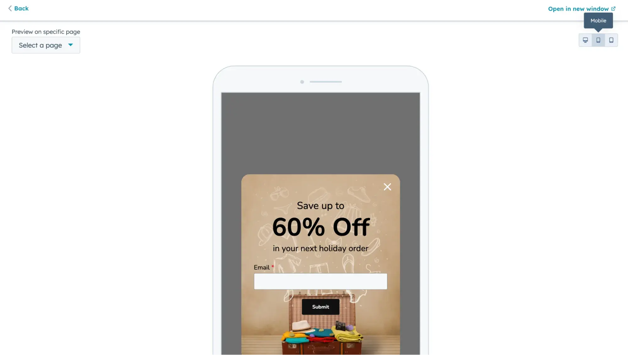 website pop-up examples: hubspot’s cta mobile preview