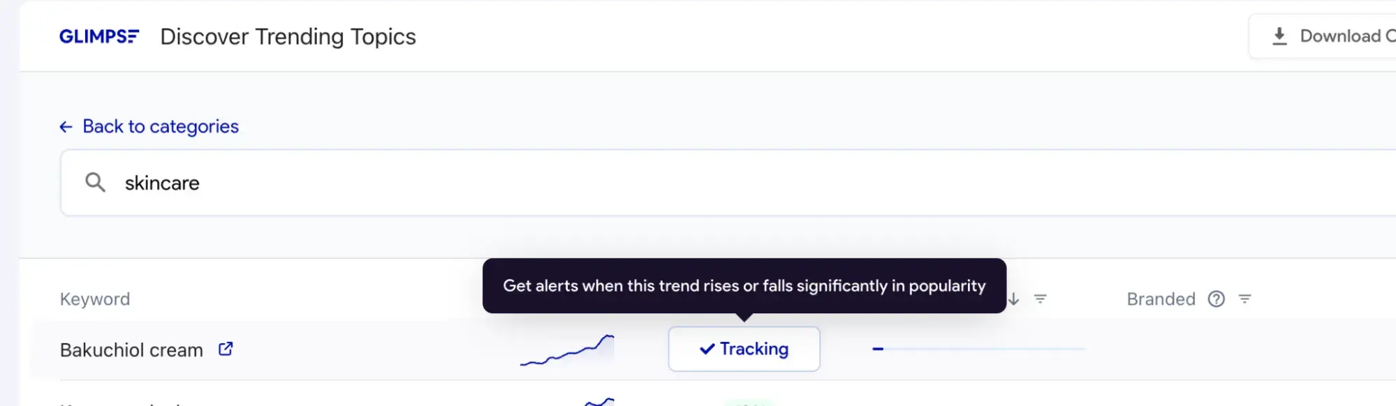 tracking a keyword in glimpse