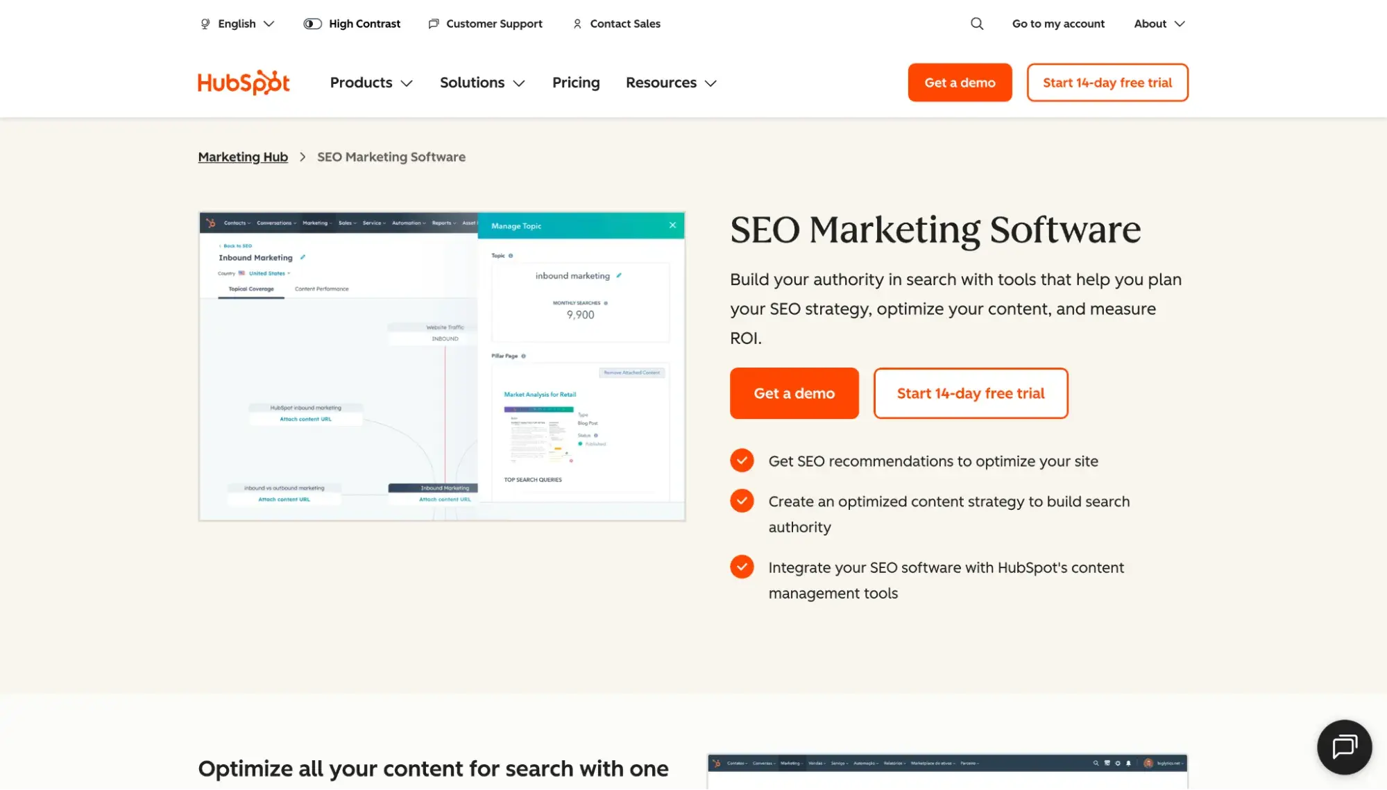 website seo software: hubspot