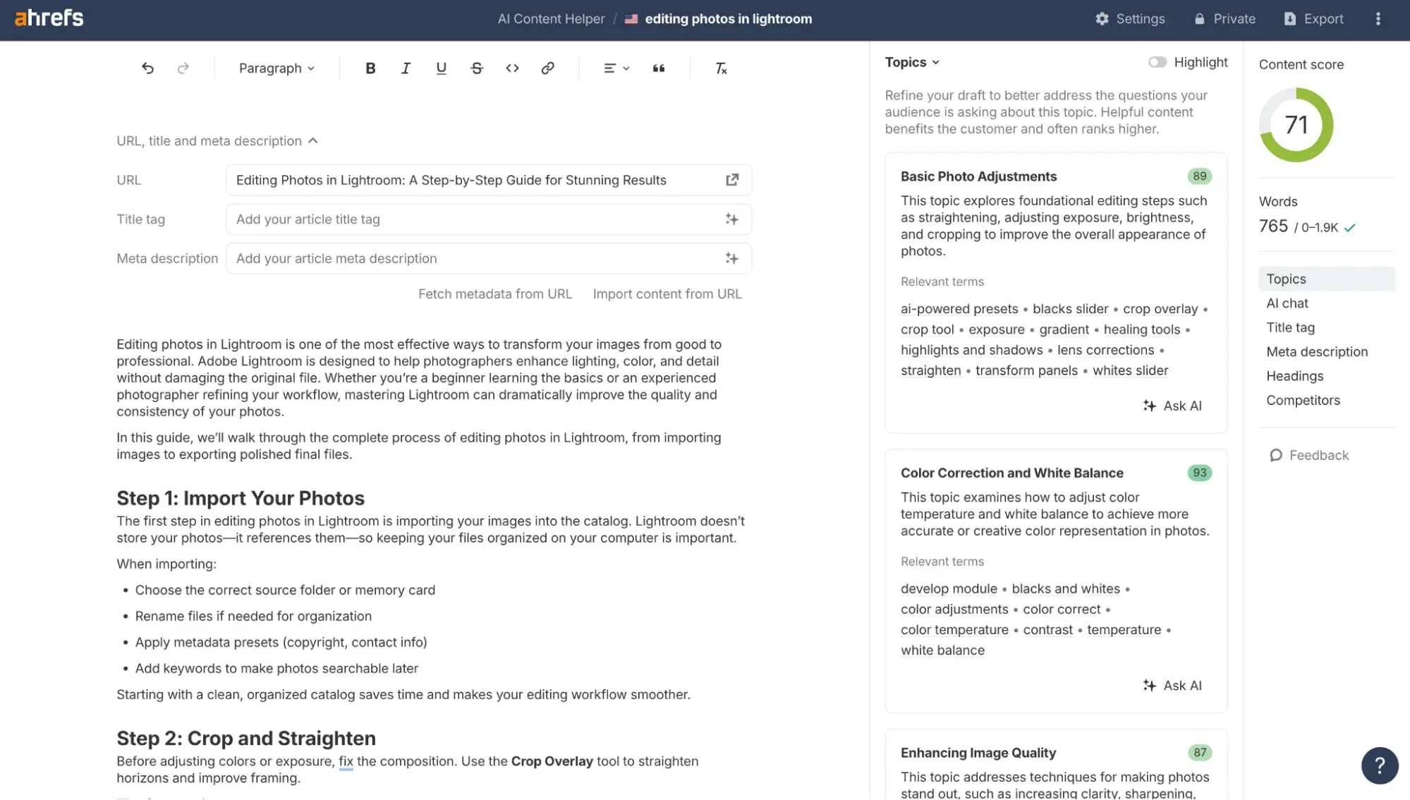 ahrefs ai content helper
