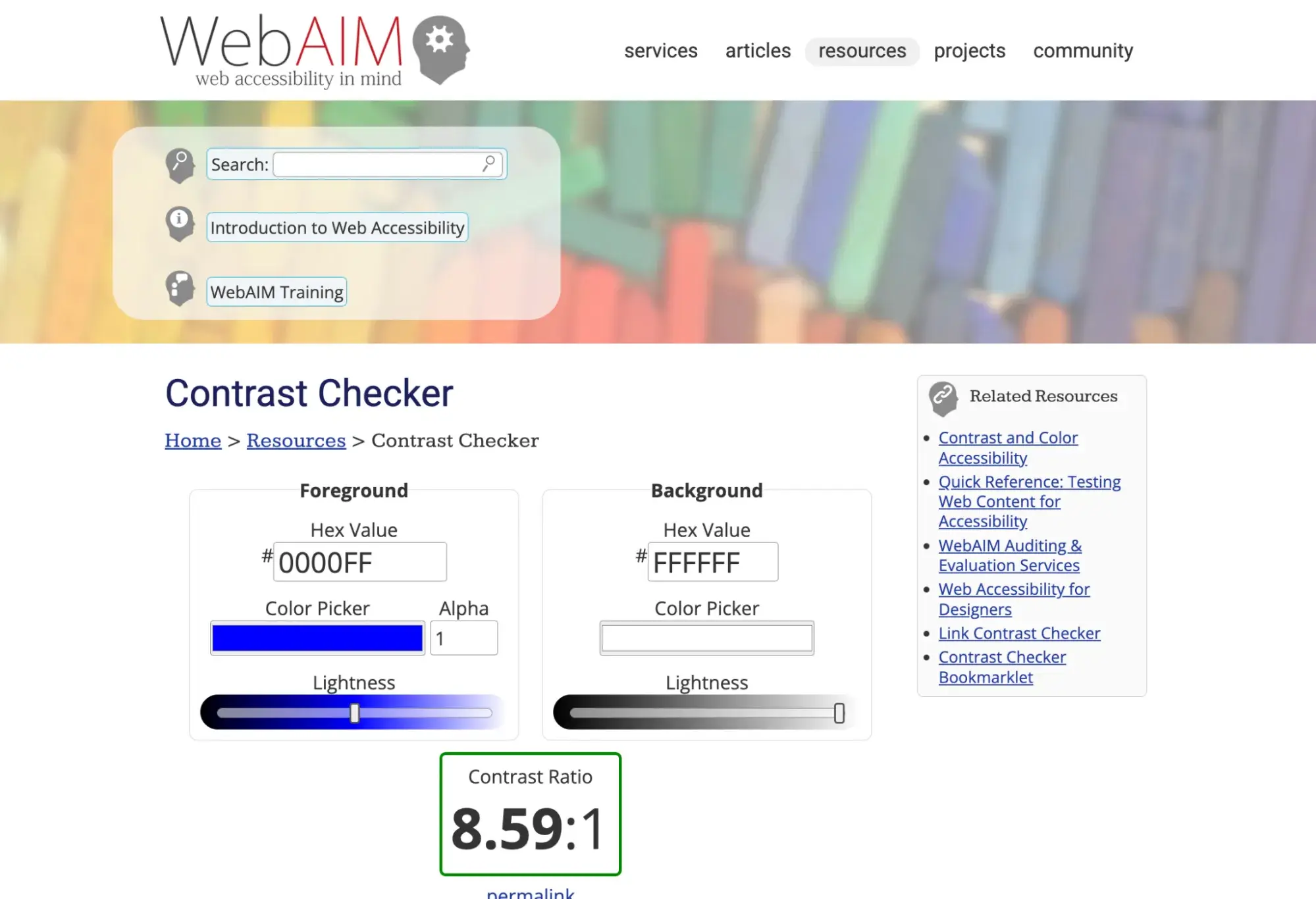 website typography: webaim website that is used to check font and background contrast