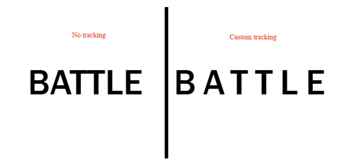 website typography: an example of tracking in a font