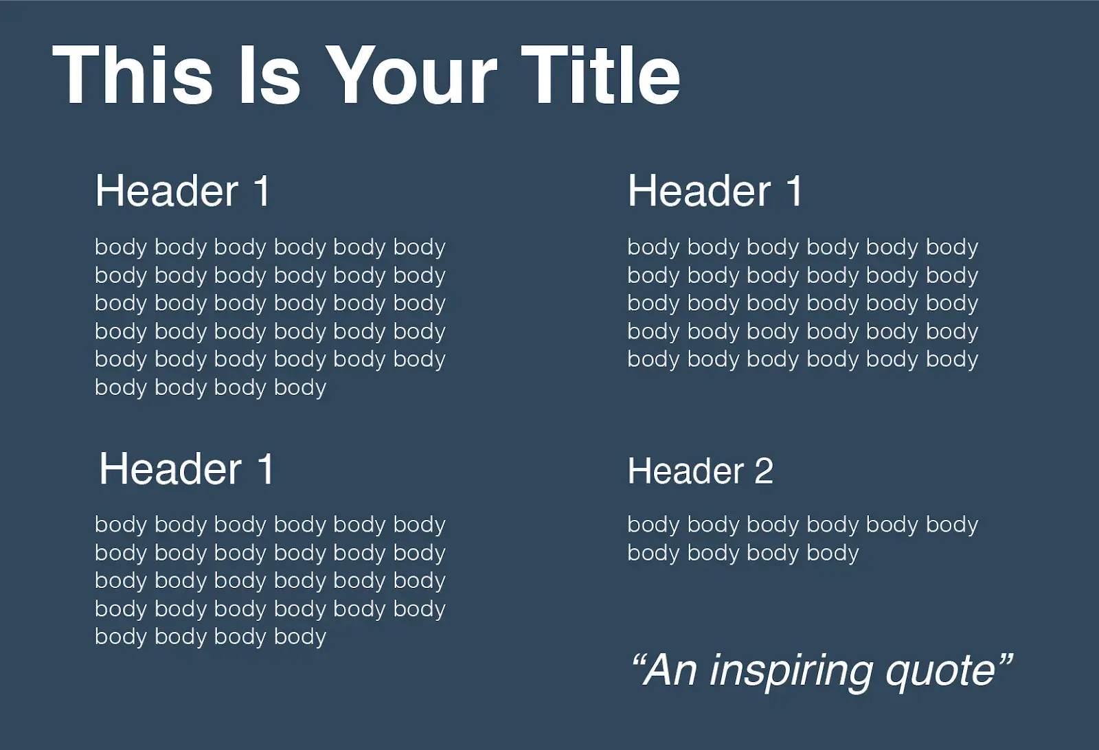 website typography: an example of text hierarchy with different typography
