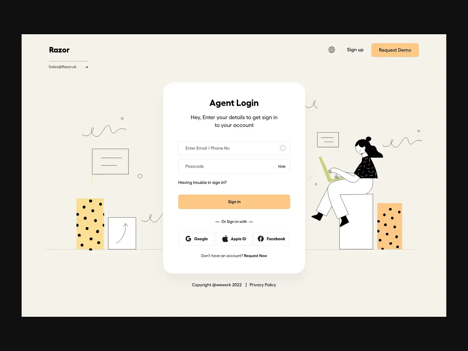 website with user accounts; creating a simple login page is essential to encourage signups